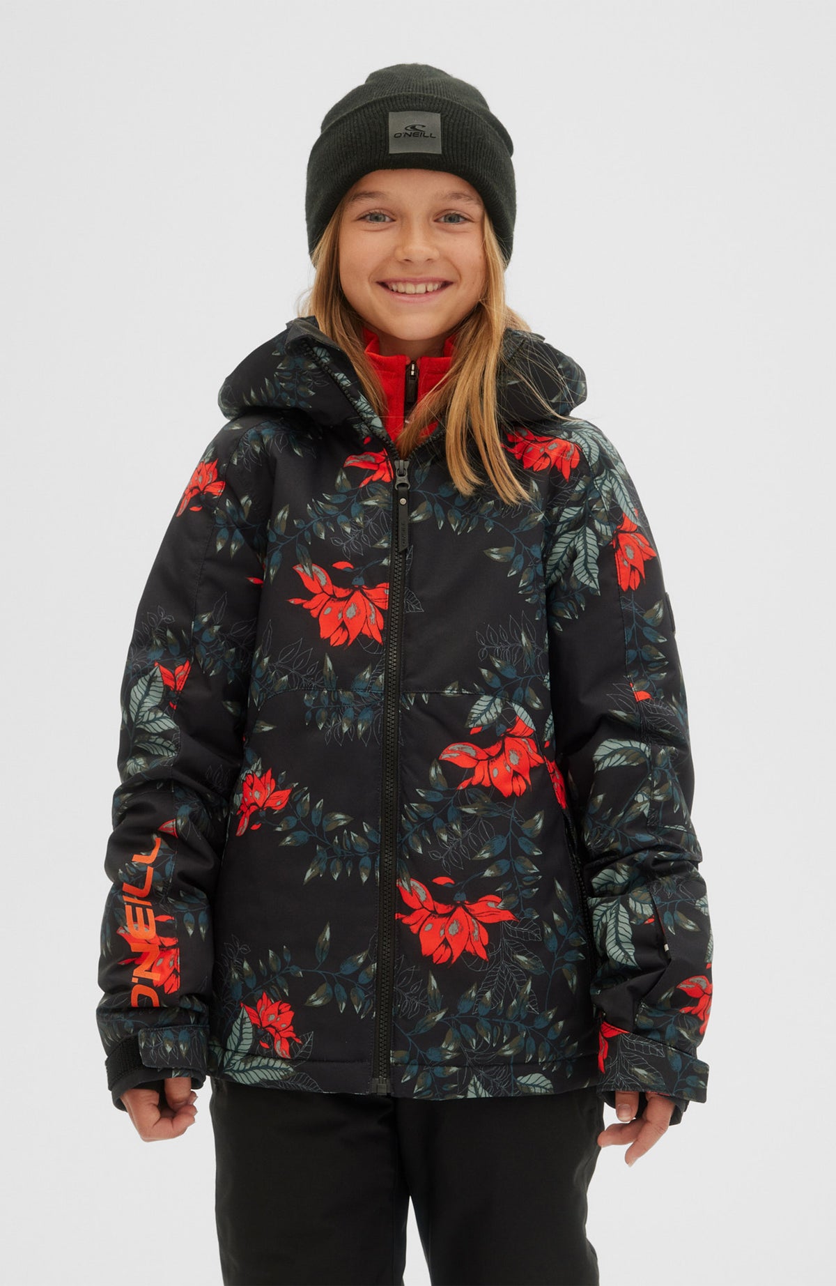 Adelite All Over Print Snow Jacket | Black With Green