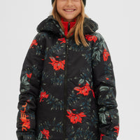Adelite All Over Print Snow Jacket | Black With Green