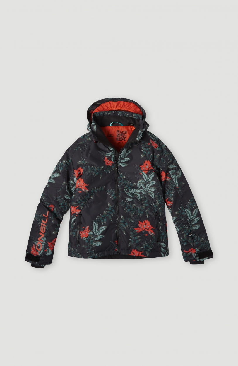 Adelite All Over Print Snow Jacket | Black With Green
