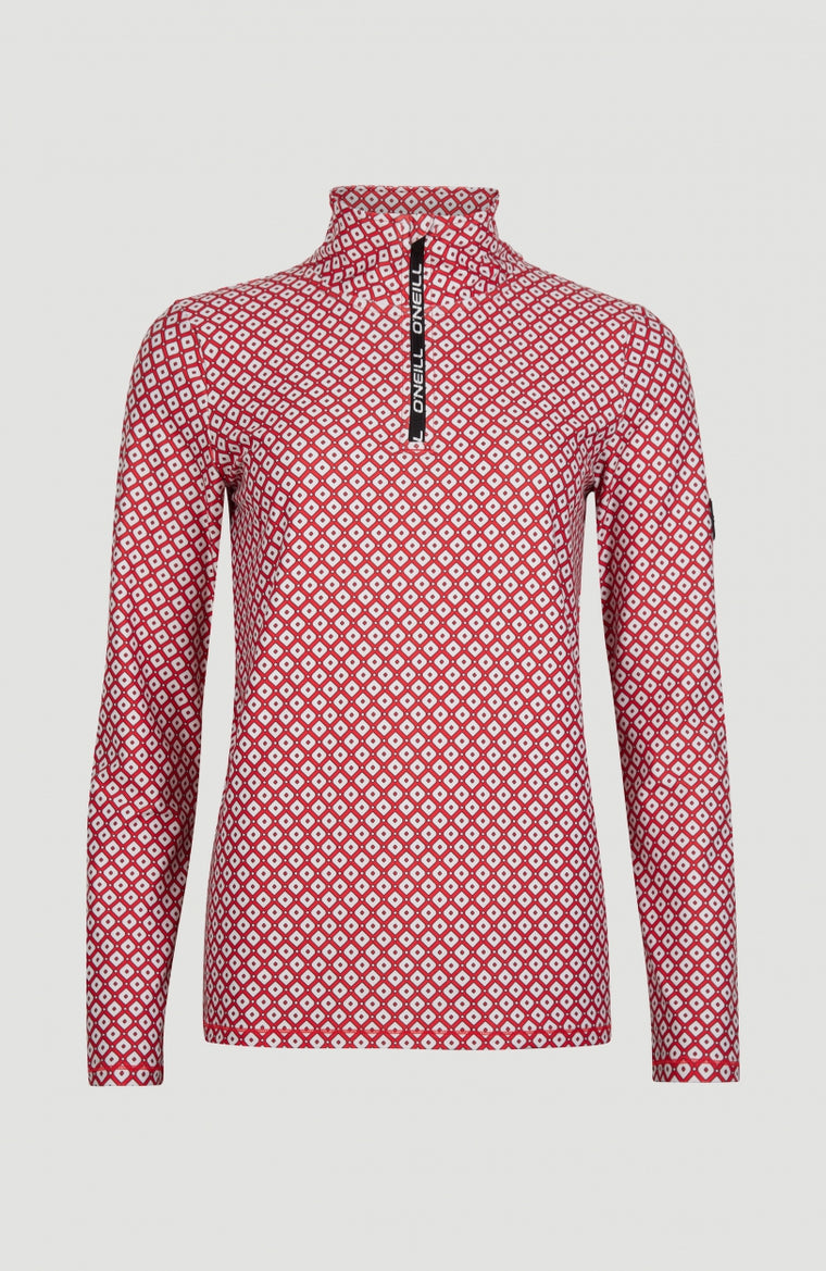 Clime All Over Print Half Zip Fleece | Red With White