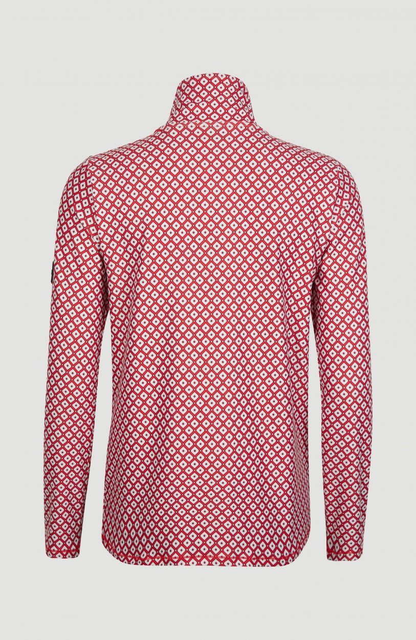 Clime All Over Print Half Zip Fleece | Red With White