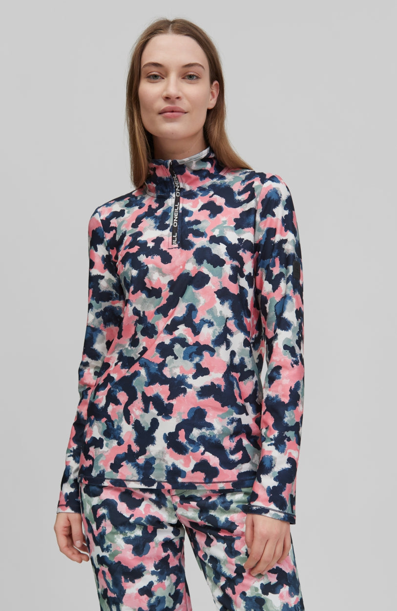 Clime All Over Print Half Zip Fleece | Blue With Pink or Purple