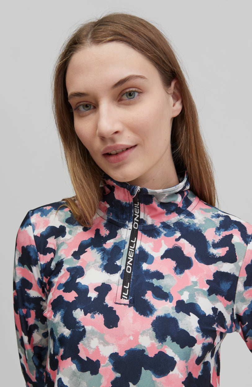 Clime All Over Print Half Zip Fleece | Blue With Pink or Purple