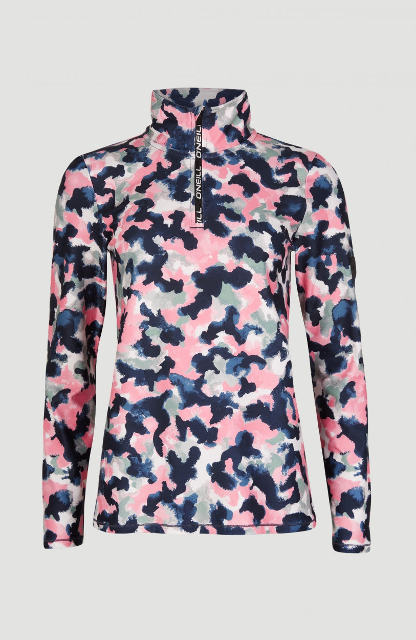 Clime All Over Print Half Zip Fleece | Blue With Pink or Purple