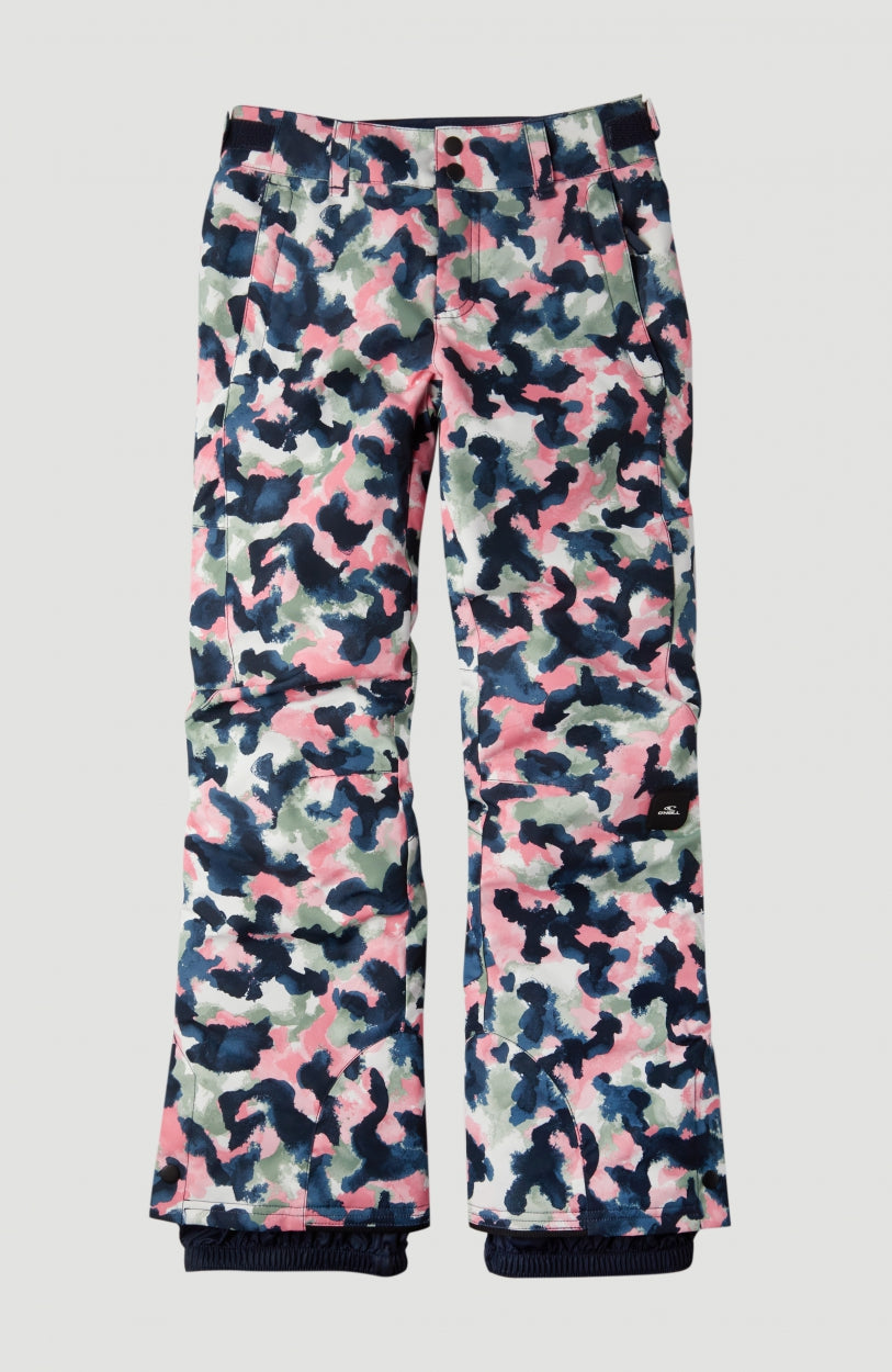 Charm All Over Print Snow Pants | Blue With Pink or Purple