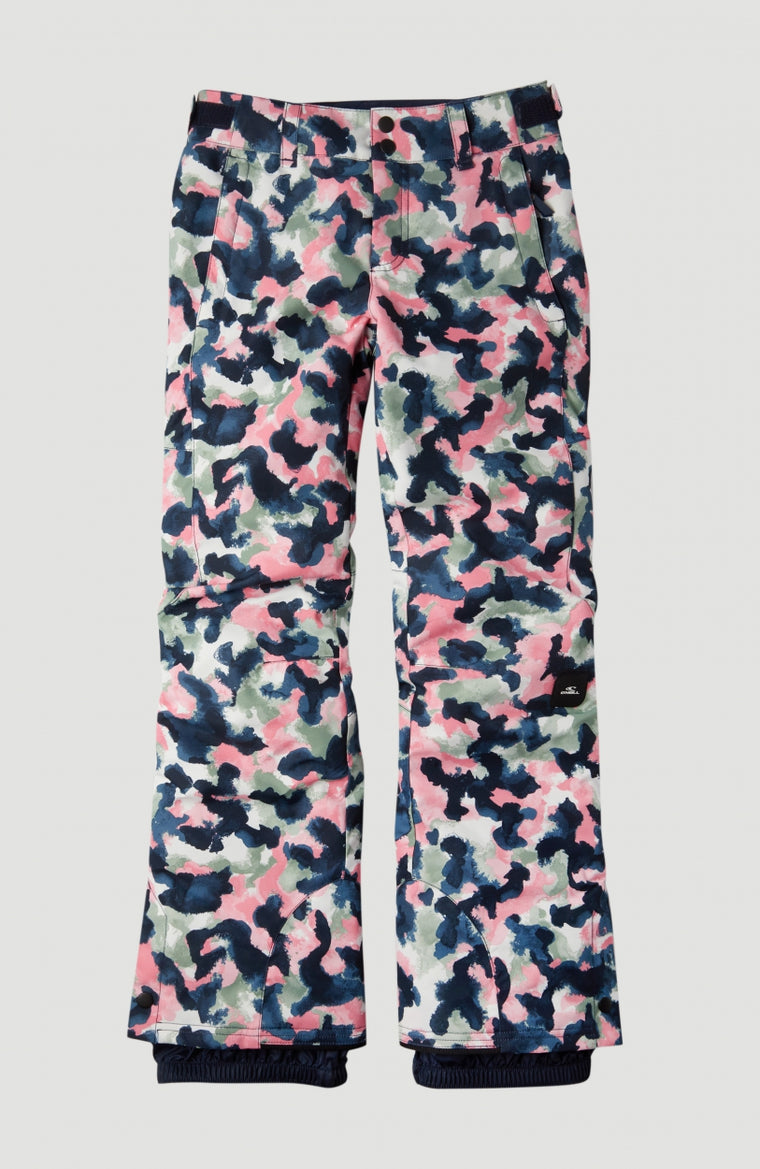 Charm All Over Print Snow Pants | Blue With Pink or Purple
