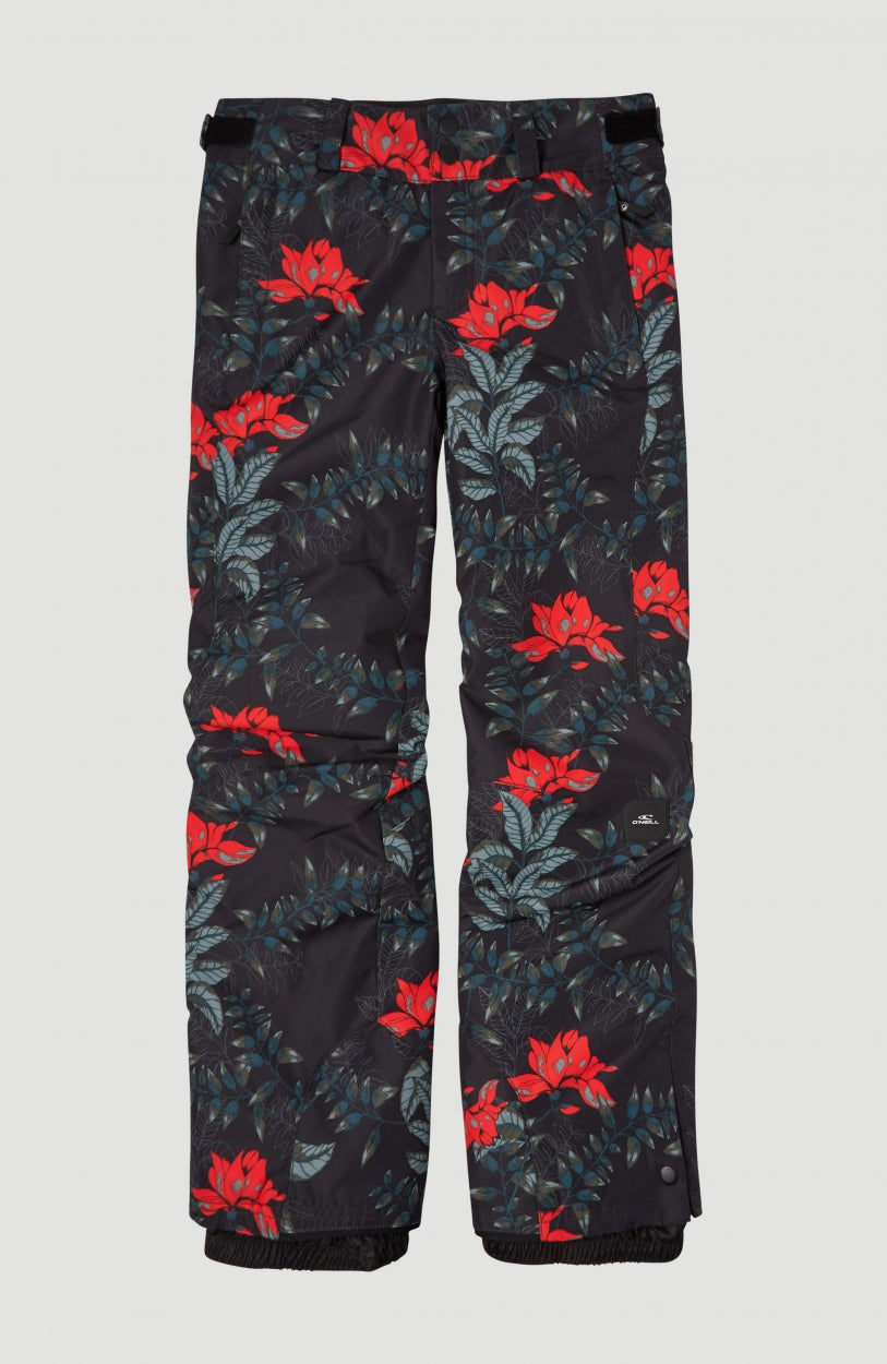 Charm All Over Print Snow Pants | Black With Green