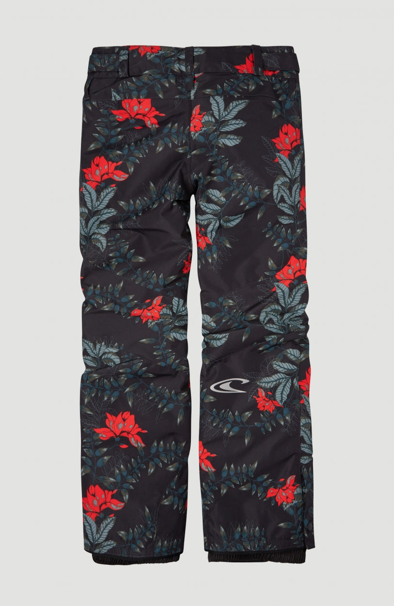 Charm All Over Print Snow Pants | Black With Green