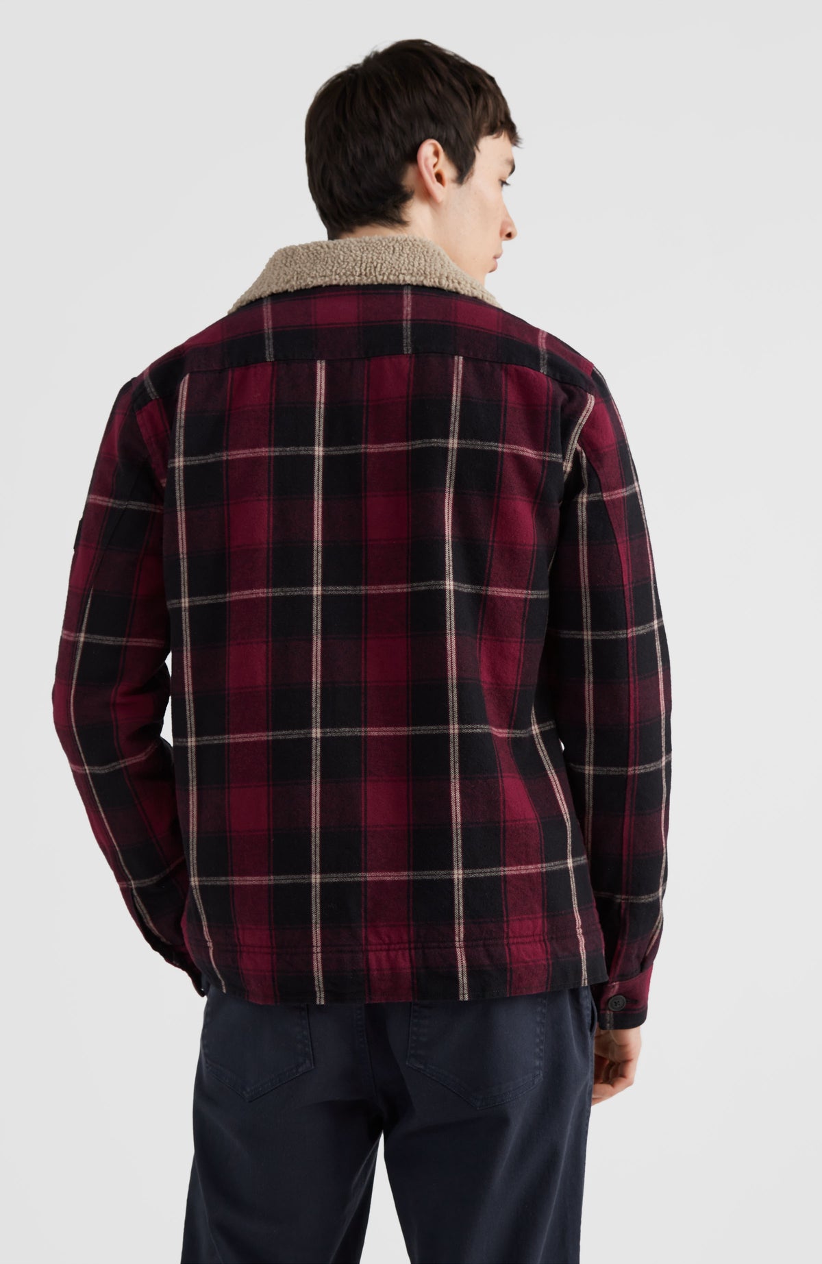 Fleece Lined Jacket | Red Tartan Check