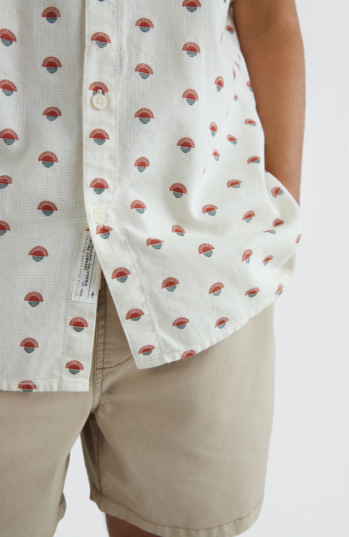 Chambray Shirt with All Over Print | White