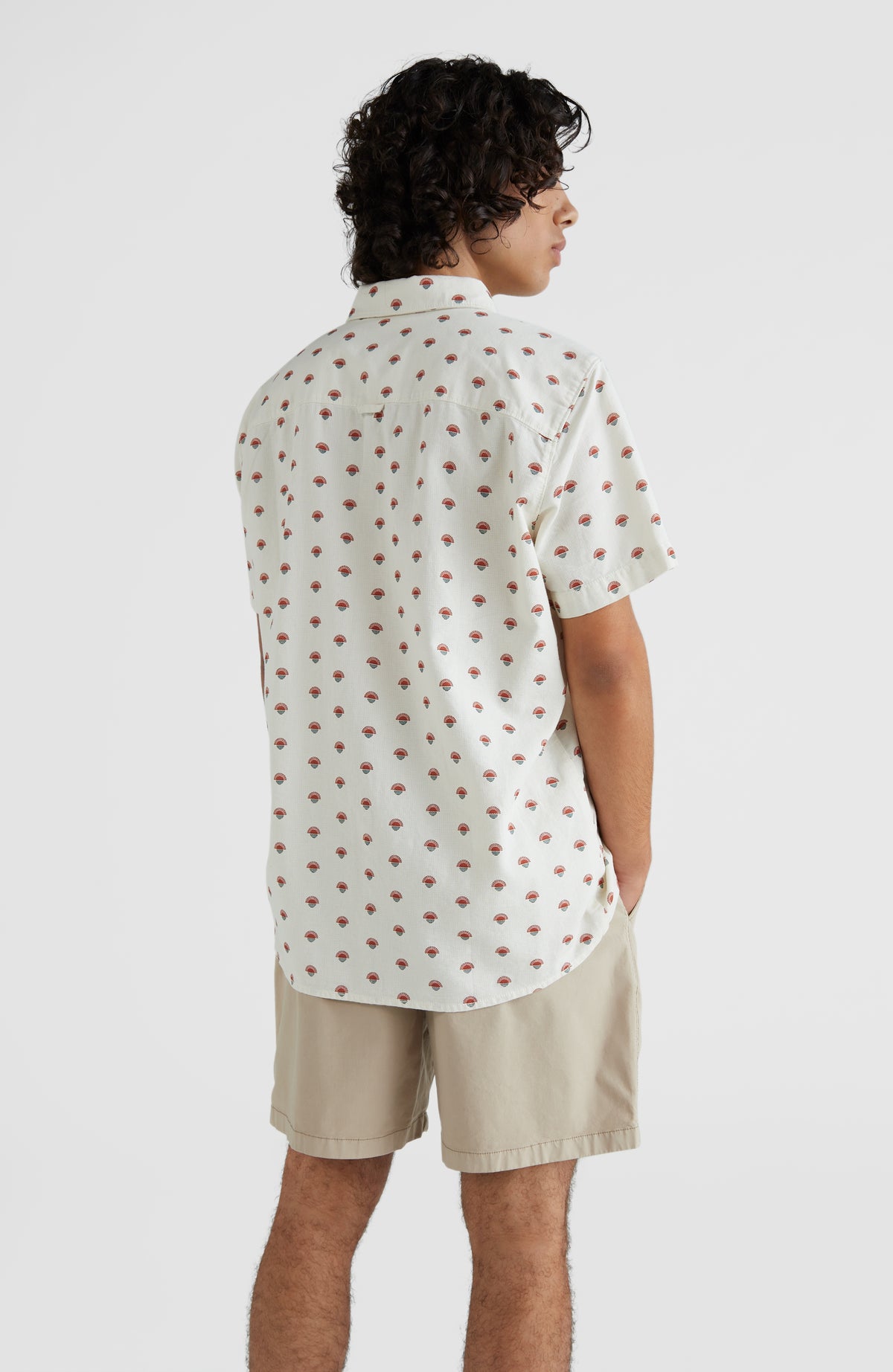 Chambray Shirt with All Over Print | White