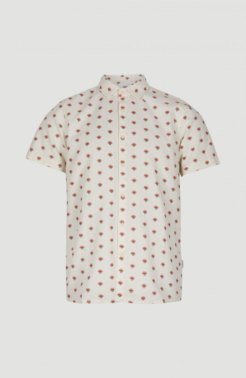 Chambray Shirt with All Over Print | White