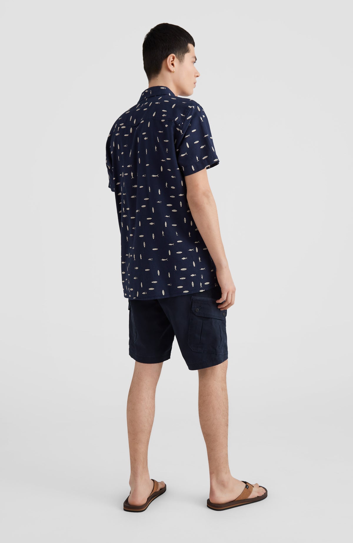 Chambray Shirt with All Over Print | Blue AO 2