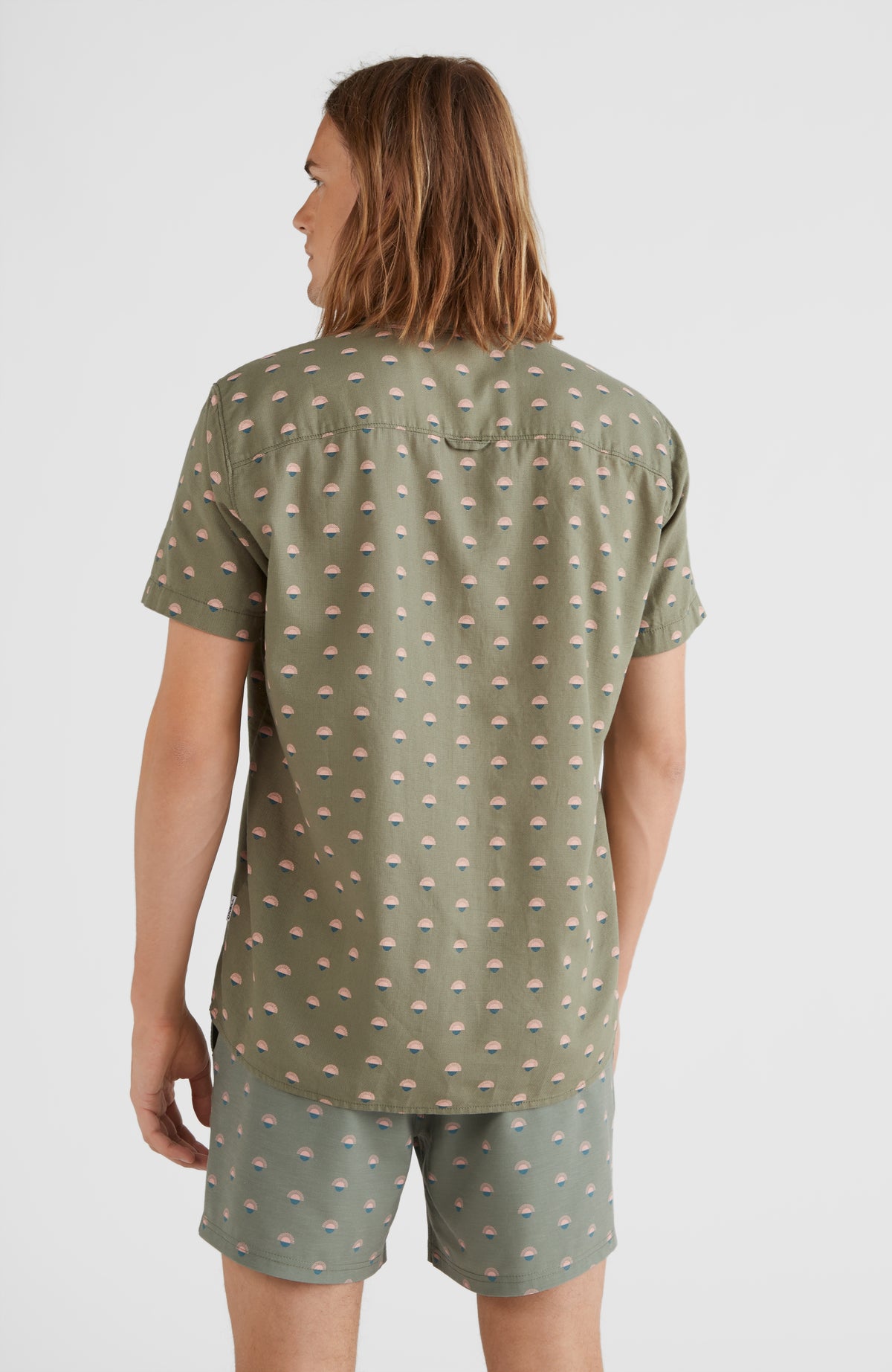 Chambray Shirt with All Over Print | Green AO 5