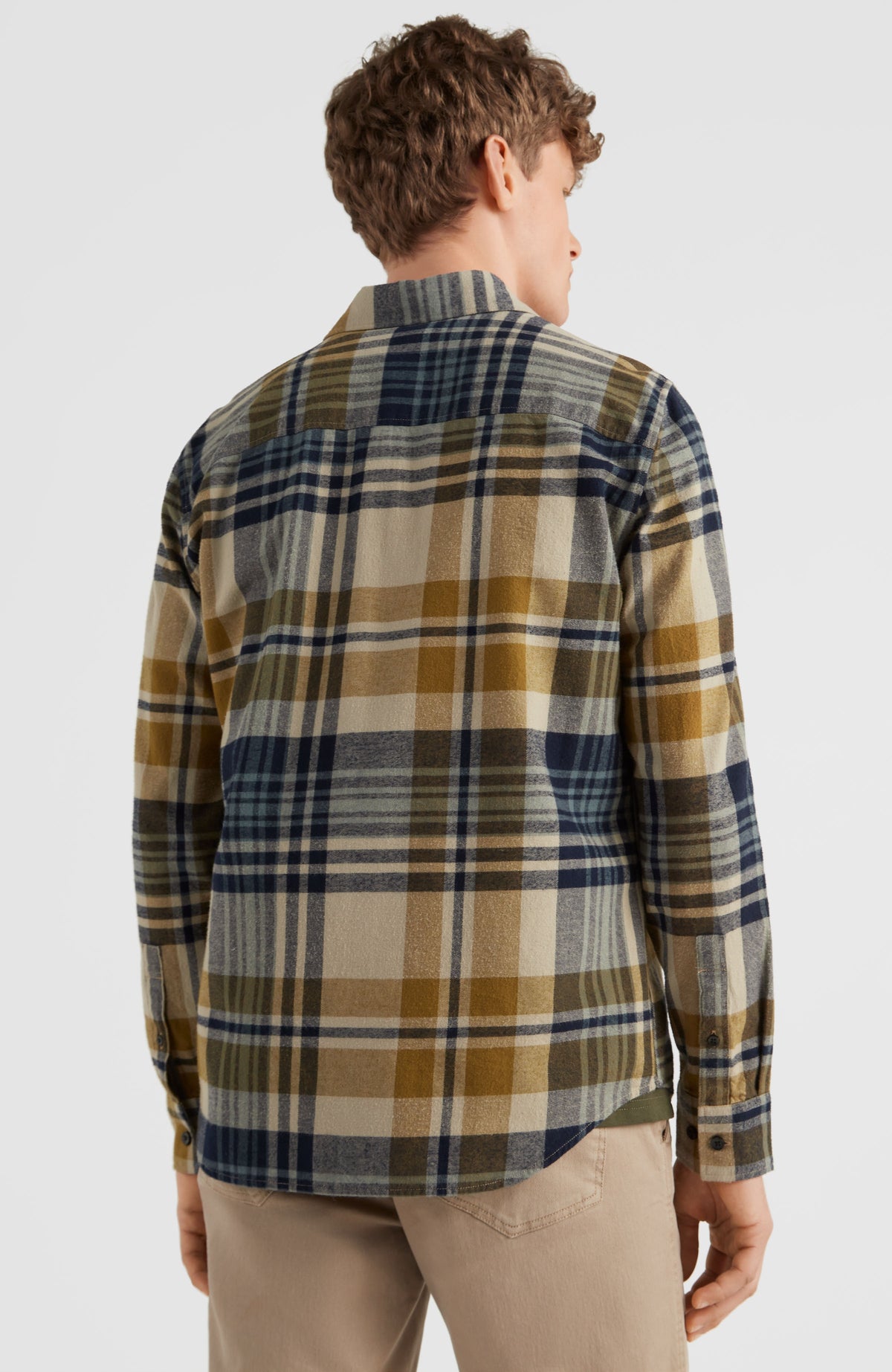 Checked Flannel Shirt | Beige Plaid Check