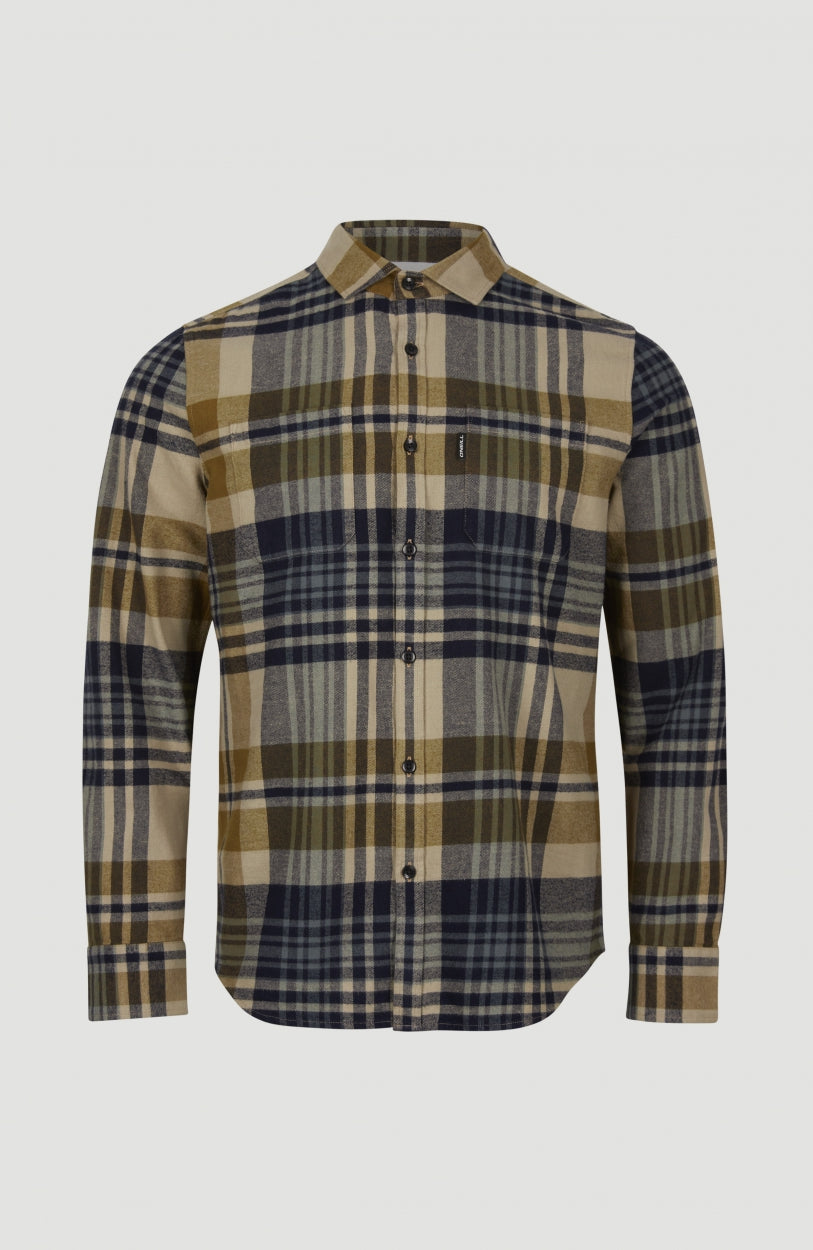 Checked Flannel Shirt | Beige Plaid Check