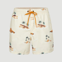 Cali Print 15'' Swim Shorts | Beige Lost Island