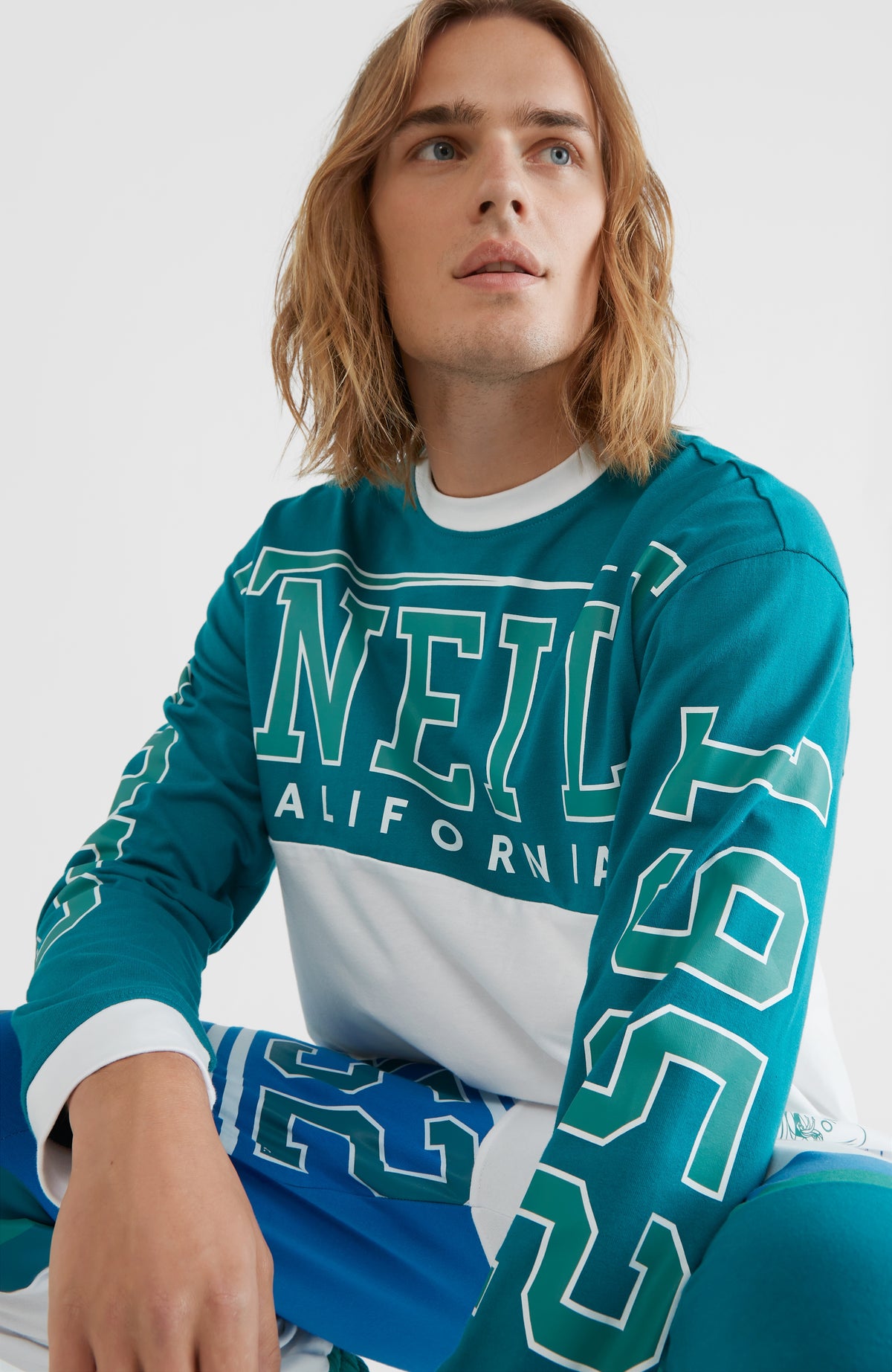 Collegiate Progressive Longsleeve T-Shirt | Harbour Blue Colour Block