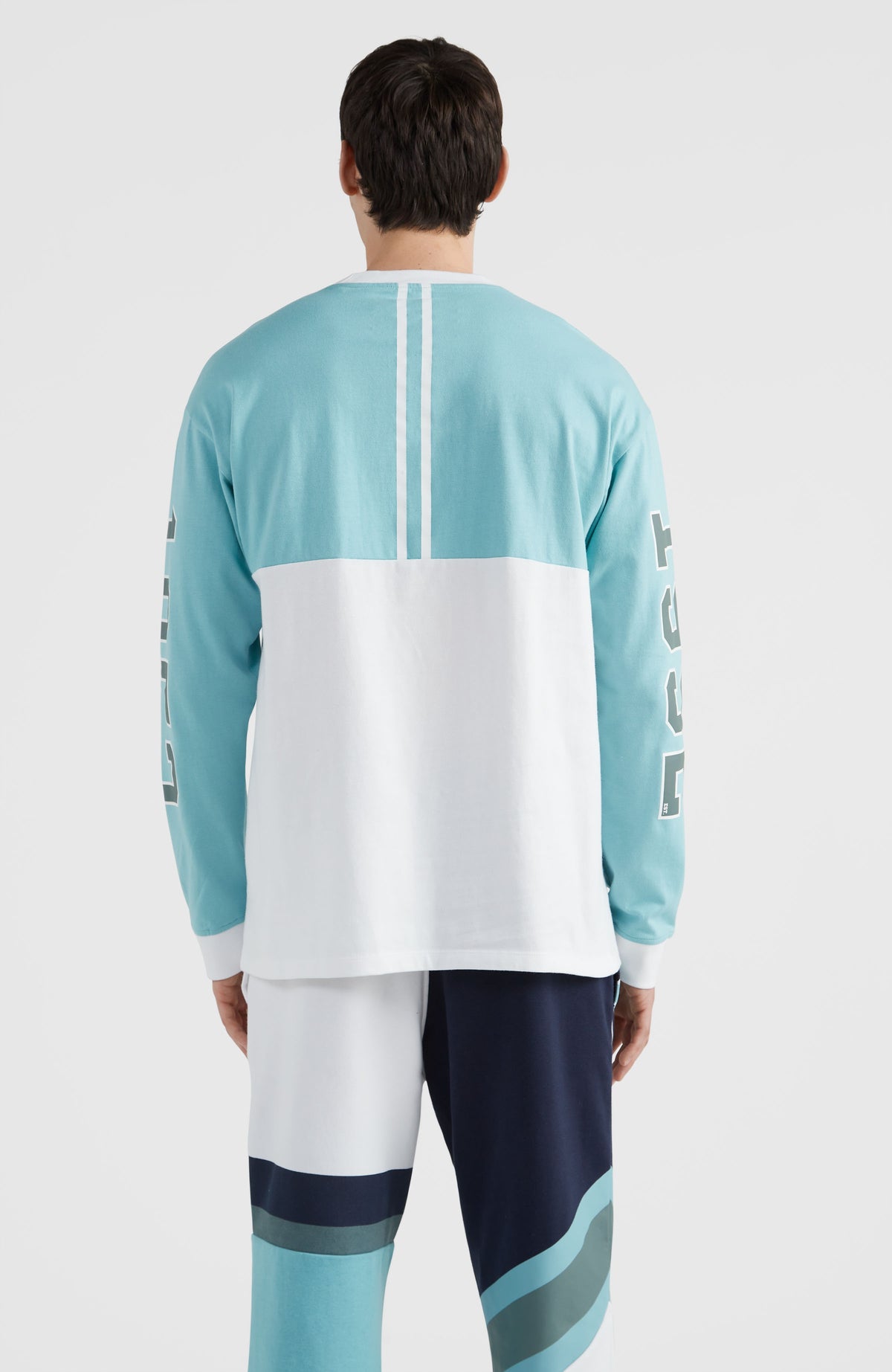 Collegiate Progressive Long Sleeve T-Shirt | Aqua Sea Colour Block