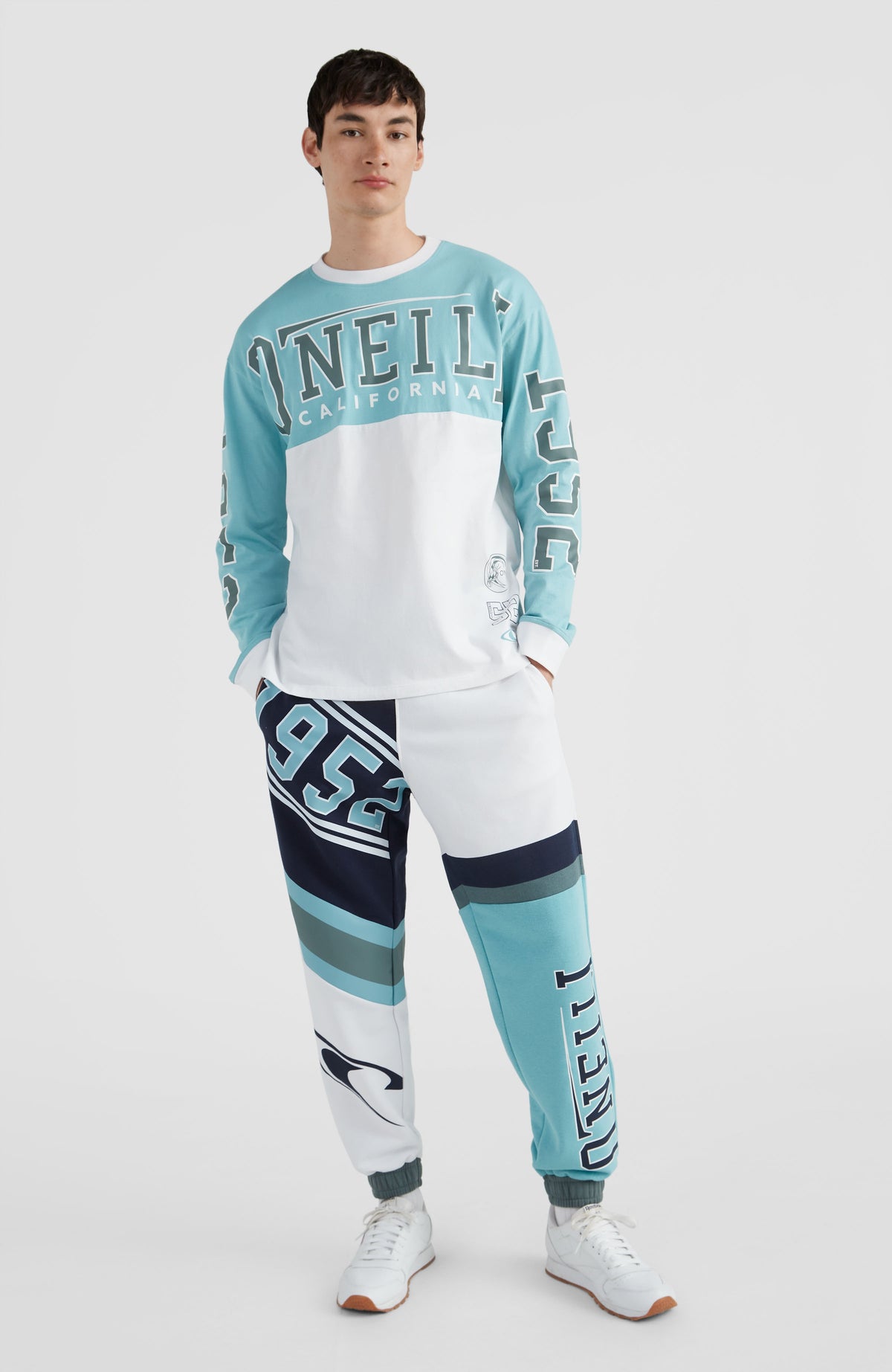 Collegiate Progressive Long Sleeve T-Shirt | Aqua Sea Colour Block