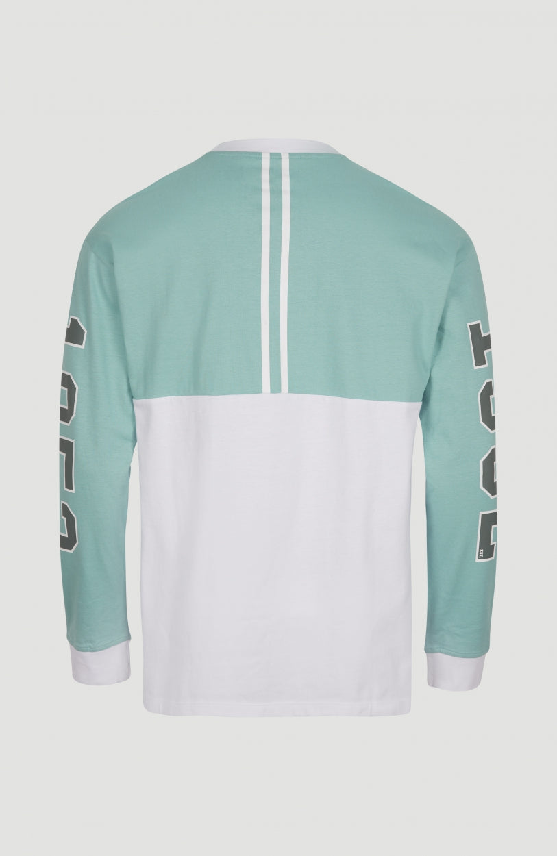 Collegiate Progressive Long Sleeve T-Shirt | Aqua Sea Colour Block