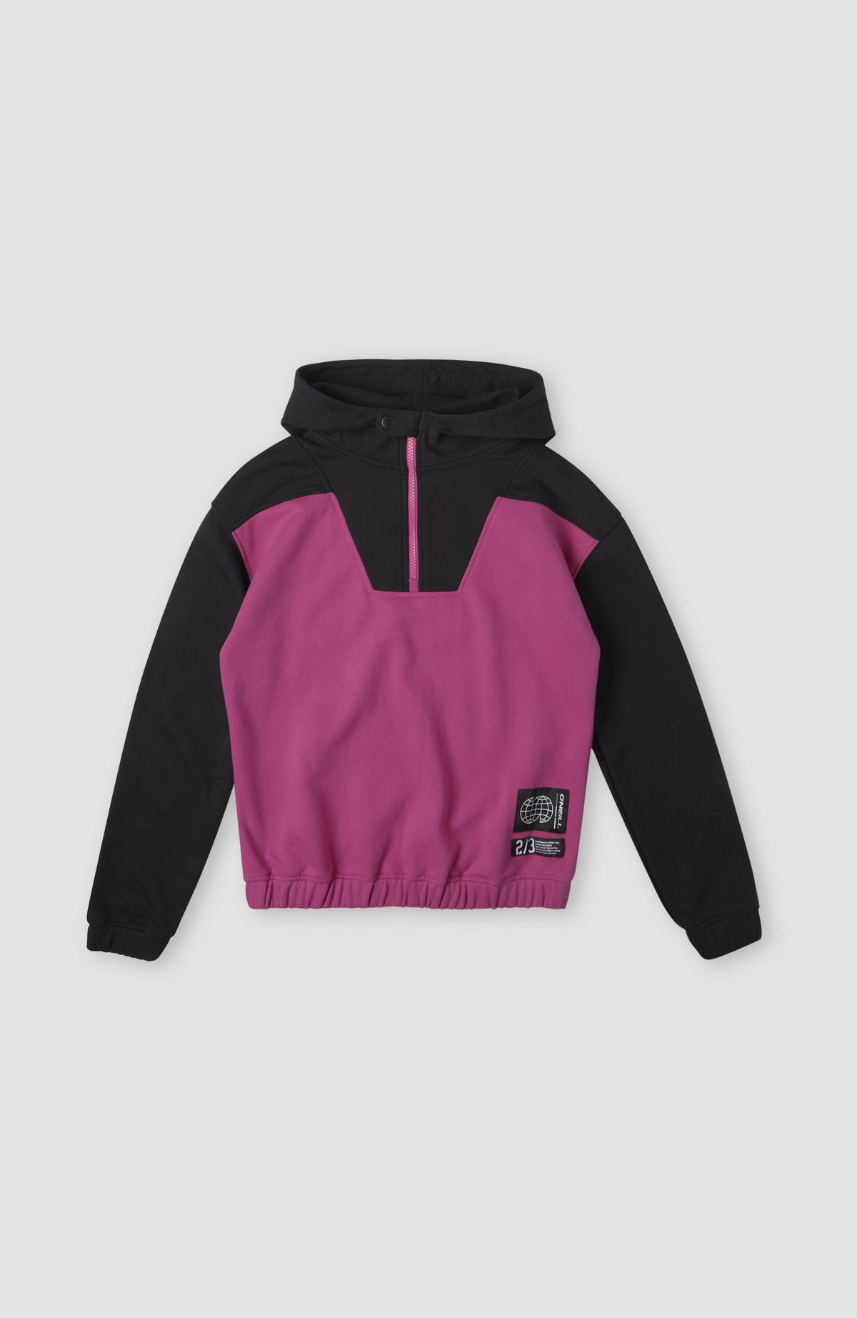 Progressive Half Zip Hoodie | Fuchsia Red Colour Block
