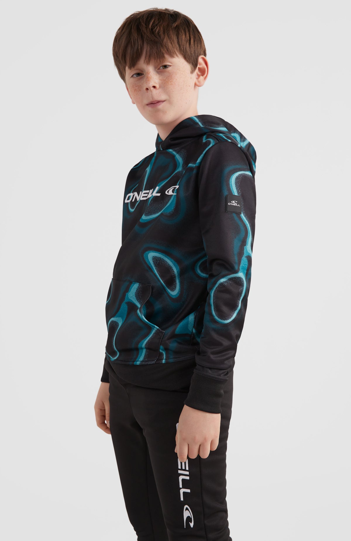 All Over Print Rutile Hooded Fleece | Blue Heat Map