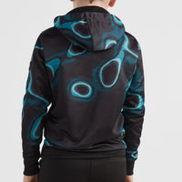 All Over Print Rutile Hooded Fleece | Blue Heat Map